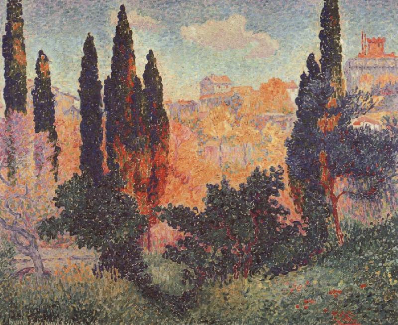 Henri Edmond Cross Cypresses at Cagnes oil painting picture